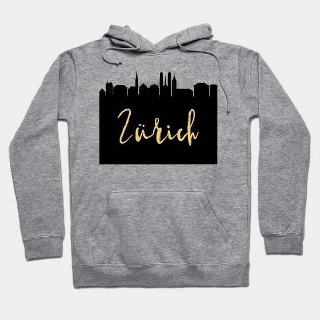 ZURICH SWITZERLAND DESIGNER SILHOUETTE SKYLINE ART Hoodie by deificusArt